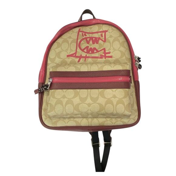 NWOT COACH Vale Medium Charlie Backpack Signature Canvas With Rexy By Guang Yu - Picture 8 of 8